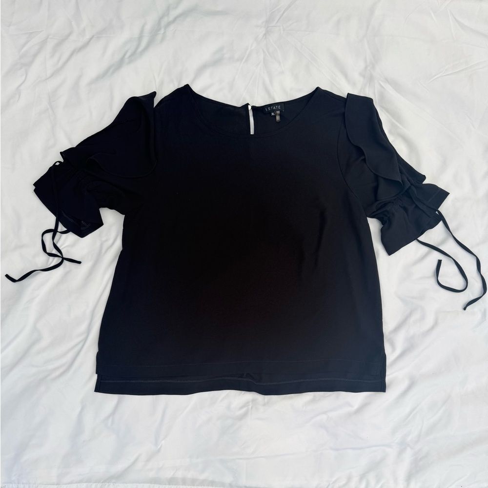 1. State size XL Black Ruffle Sleeve Blouse
